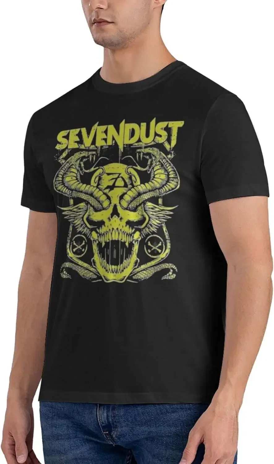 Sevendusts Men's Classic Unisex Cotton T-Shirt for Men & Women, Classic Tee Black