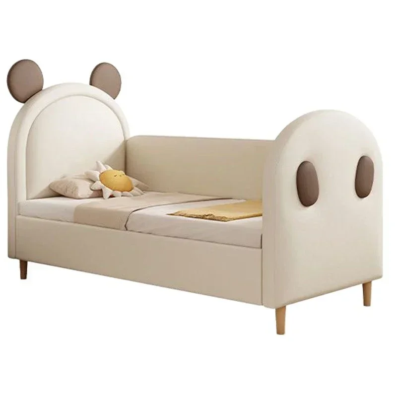 

Solid wood bedside bed single small bed Girl bedside widened bed soft bag