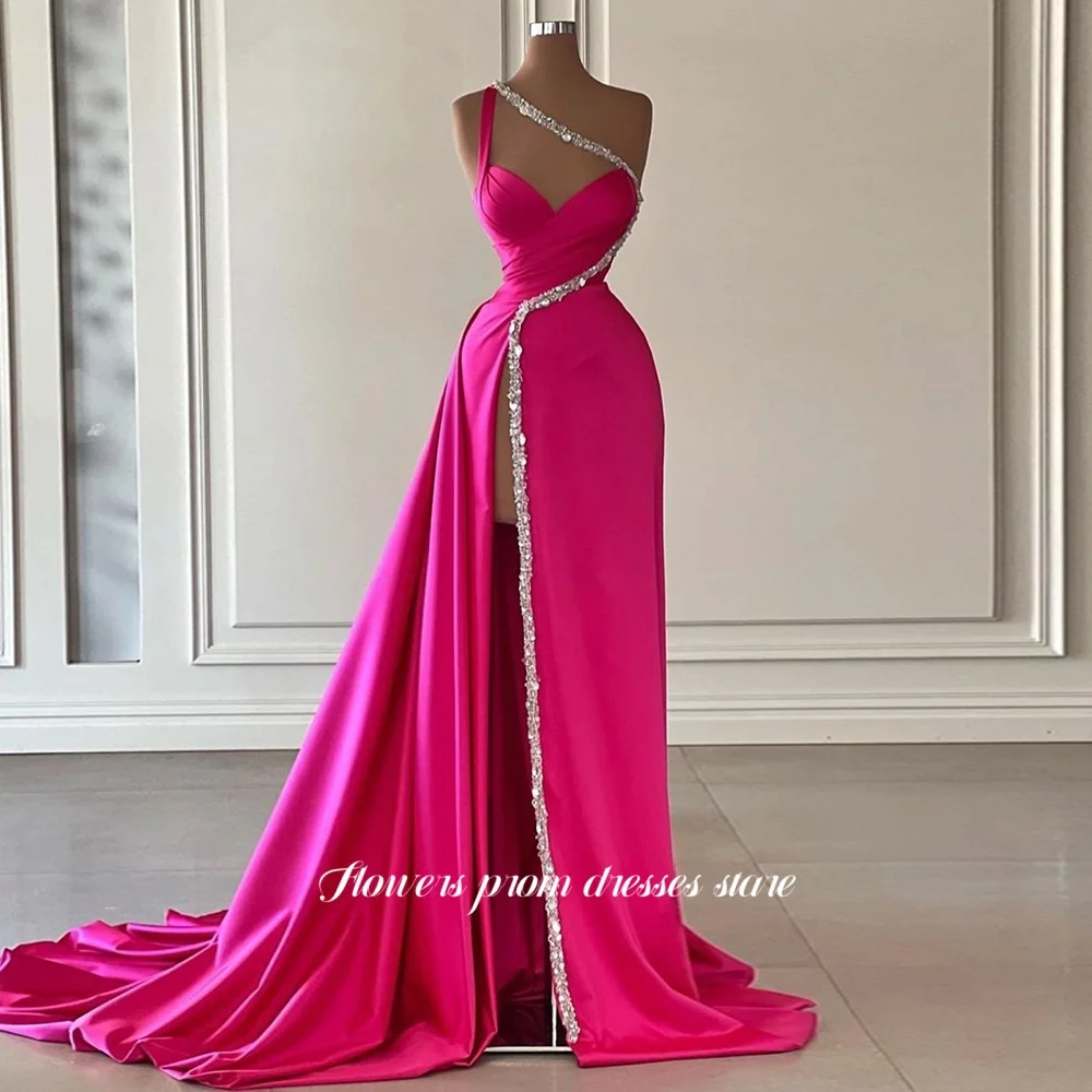 

Платье для выпускного вечера с цветами на одно плечо, вечернее платье трапециевидной формы, вечернее платье с бисером, вечернее платье с высоким разрезом, платье для торжественных случаев, арабское женское платье по индивидуальному заказу