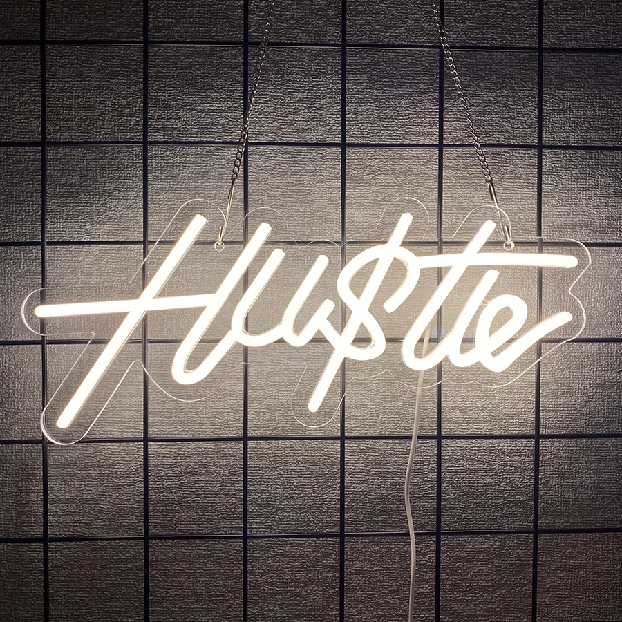 Hustle Neon Lights, Warm White Led Night Light Signs, Usb Switch Accessories, Suitable For Bedroom, Office And Bar Decoration.