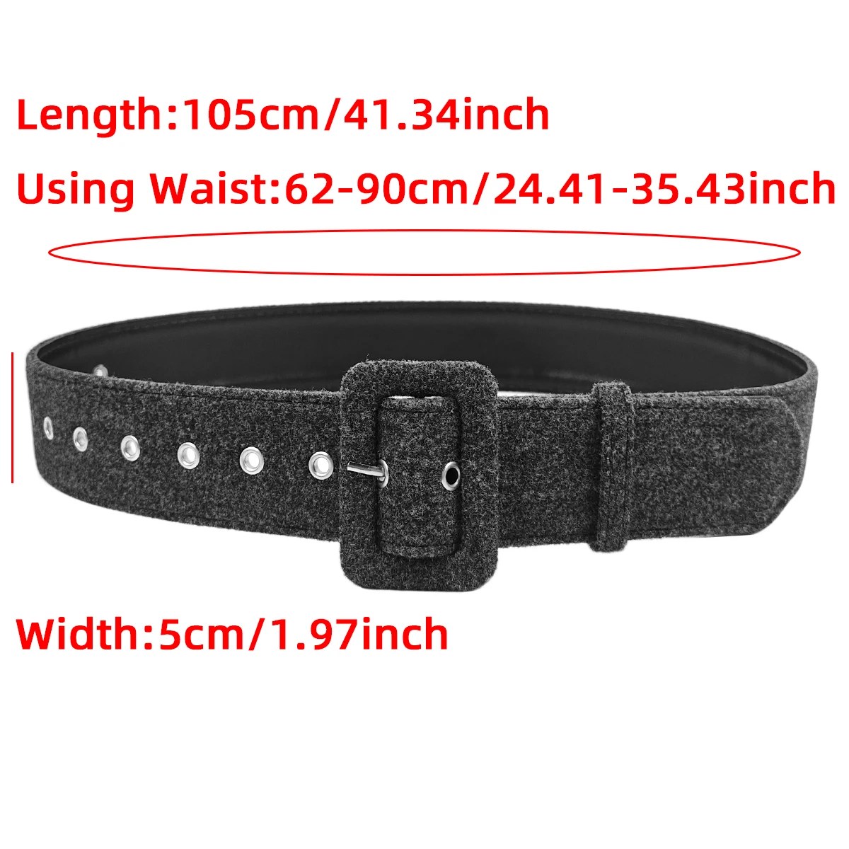 Simple and fashionable sweater, belt, women's coat, decorated with grey woolen pin buckle belt, matte suede design