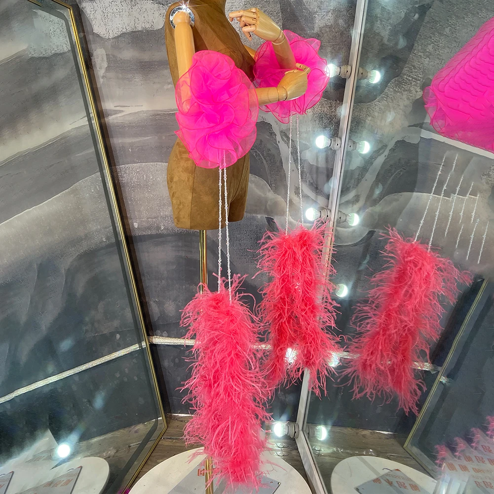 High-End Arm Decoration Modern Dance Royal Blue Feather Pink Hand Floating Sleeve Professional Performance Accessories