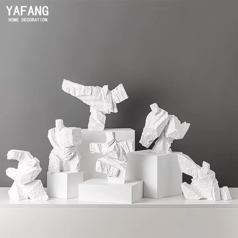 Chinese Black White Tai Chi Abstract Character Resin Sculpture Model Room Figurines Decor Home Livingroom Cabinet Statue Items