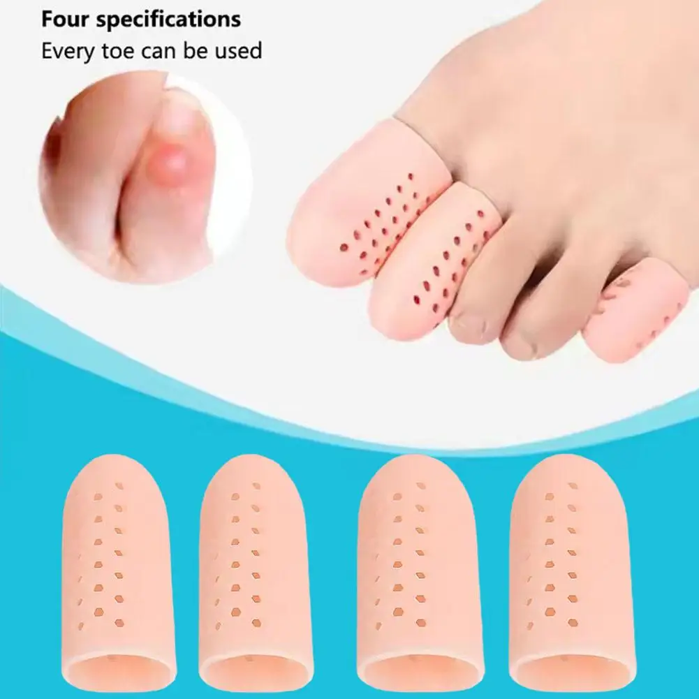 Silicone Toe Protectors Solid Color Anti-Friction Foot Care Thumb Blisters With Hole Pain Cover Corn Tube Relief Toe Sleeve S2M9