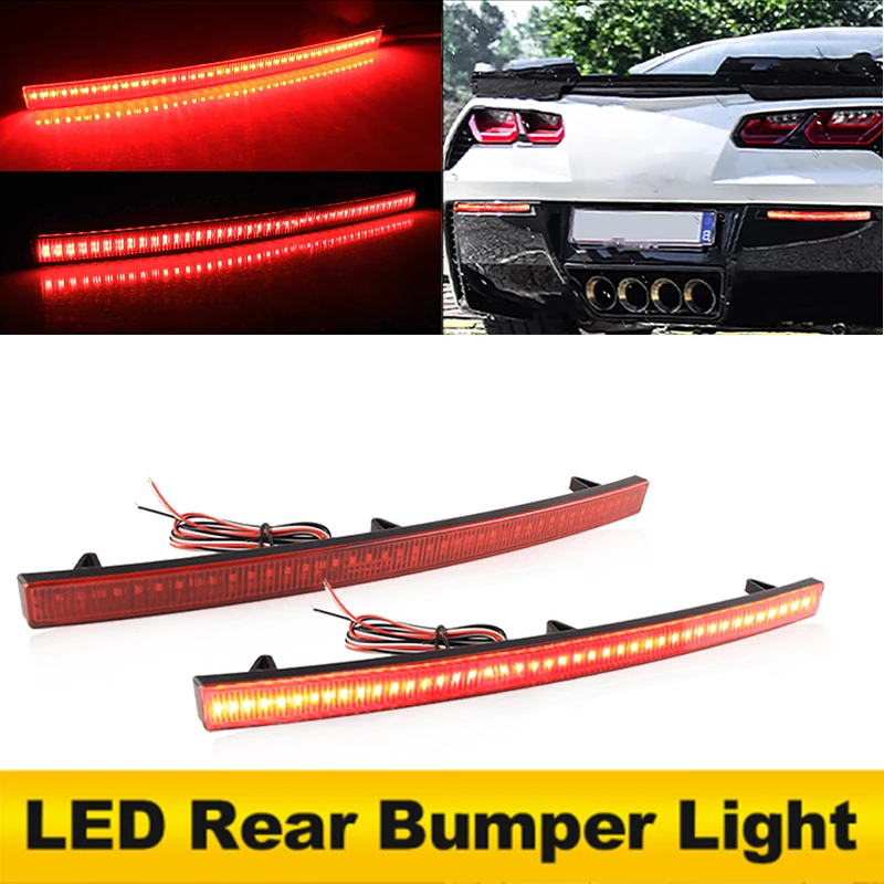 2PCS Rot/Schwarz Objektiv LED Hinten Stoßstange Reflektor Lichter Für 2014-2019 Corvette C7 OEM: 84031888 84031887,LAC_457_335_881