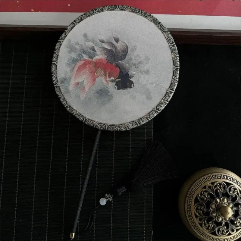 Abanico mano impreso, abanico redondo, baile estilo antiguo, estilo chino Hanfu Qipao Suzhou, decora