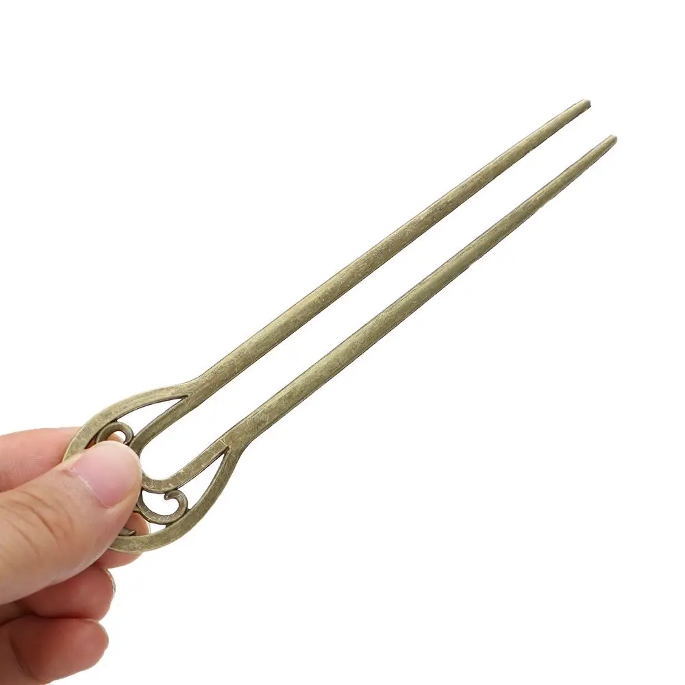 Fashion Alloy Hair Care Styling Tools U-shaped hairpin Hairpin  Metal Hair Stick Double wavy flower