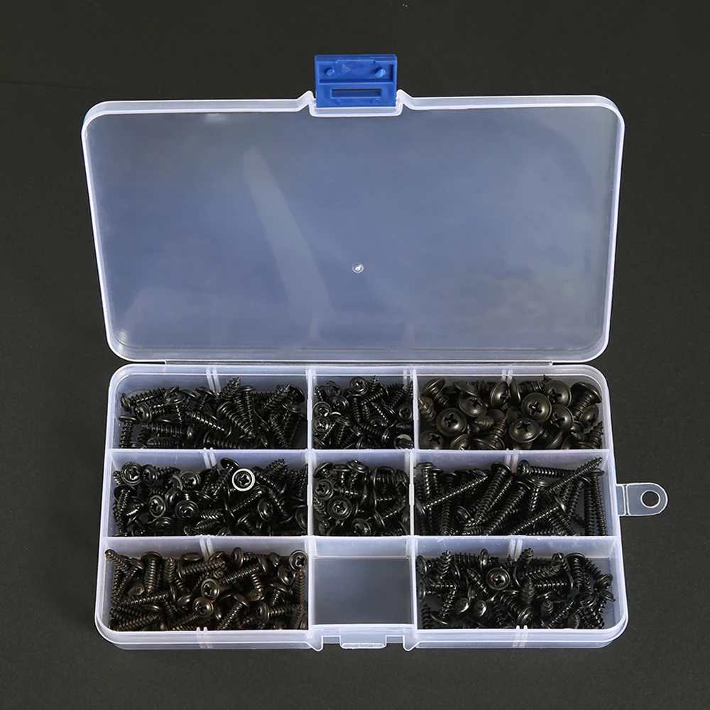 Juego de tornillos autorroscantes de acero al carbono para muebles, Kit surtido de tornillos de cabeza cruzada M3/M4/M3.5/M4.8, 340/500 piezas