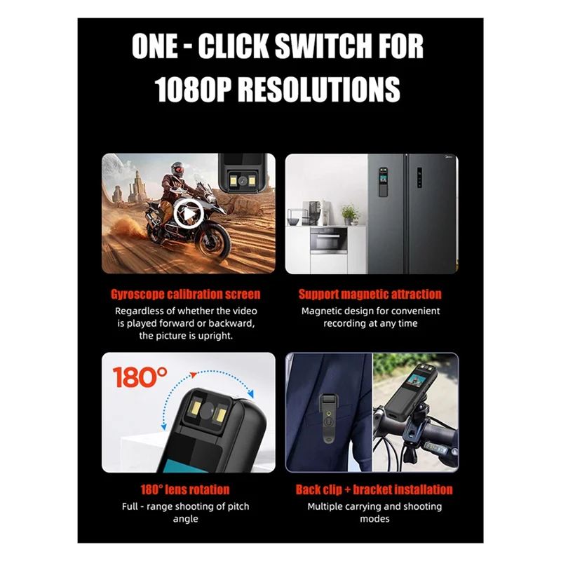 ABZZ-HD 1080P 2 مليون بكسل كاميرا رياضية محمولة مسجل الاجتماعات المحمول التسجيل المباشر مع العرض