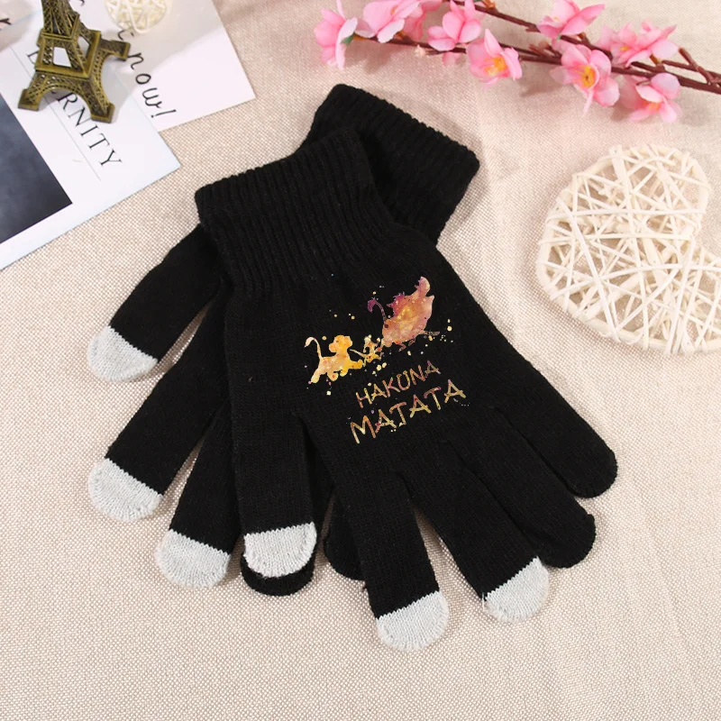 Mufasa Lion King Finger Gloves Winter Knitted Glove Warm Casual Outdoor Cycling Hiking Touch Screen Glove Boys Birthday Gifts