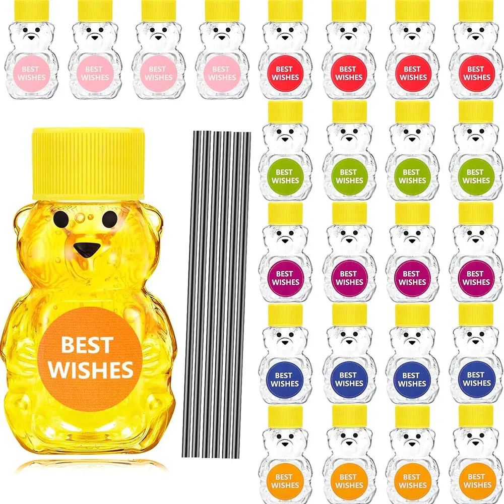 2OZ Plastic Empty Honey Bear Bottles Honey Bear Jars Containers Squeeze Bottle Honey Containers Juice Storing and Dispensing