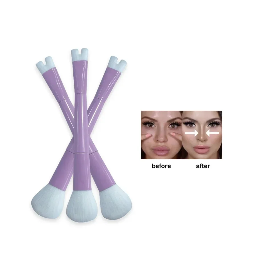 Brosse de Contour du nez 2 en 1 personnalisée, fard à joues Super doux, poudre à reflets, cosmétique, outils de beauté du visage pour femmes, en vrac