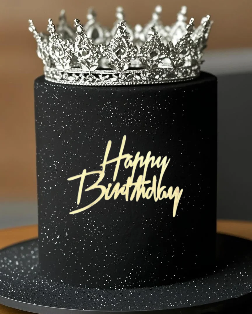 3-teiliges Set Happy Birthday Tortendekoration Spiegel-Acryl Kuchenaufsatz Seitliche Kuchendekoration Goldene Kucheneinsätze Tortendeko-Zubehör
