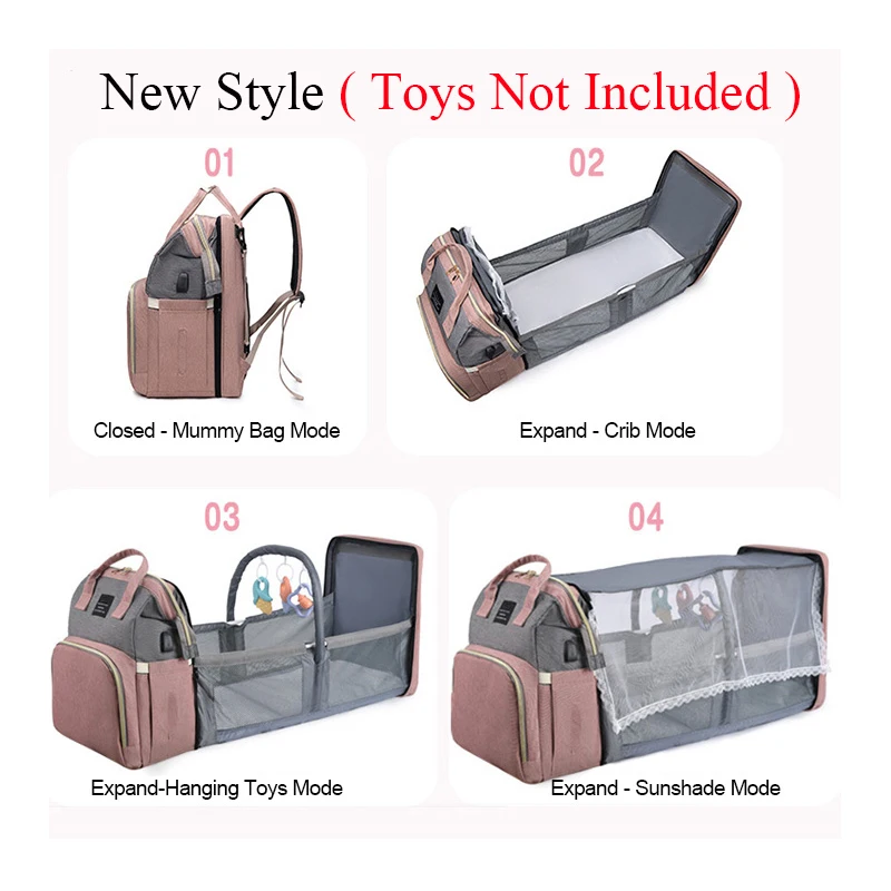 Folding Mommy Bag Lightweight Portable Folding Crib Bed Large-capacity Baby Backpack Female Mommy Outting Bag Mummy Bag