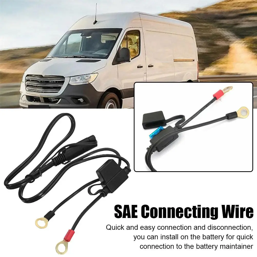 18AWG SAE Quick Disconnect To O Terminal Harness Connecter with 15A Fuse for Battery Charger Cable Connector F7Q2