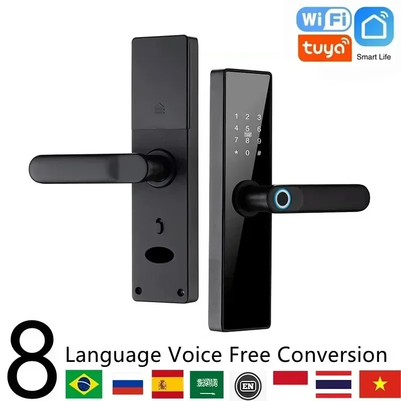 Tuya Smart Life APP Remote Control Lock, Smart Door Fingerprint Password Lock, Keyless Entry, Security Handle Fingerprint Hang