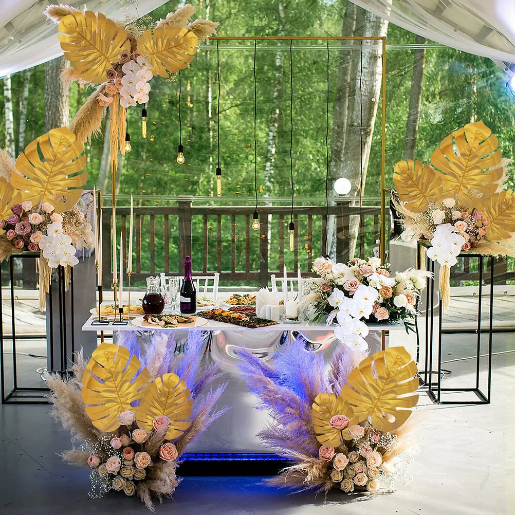 

15Pcs Golden Monstera Leaves Artificial Wedding Scene Layout Tropical Palm Leaves Decor Artificial Plant Decor