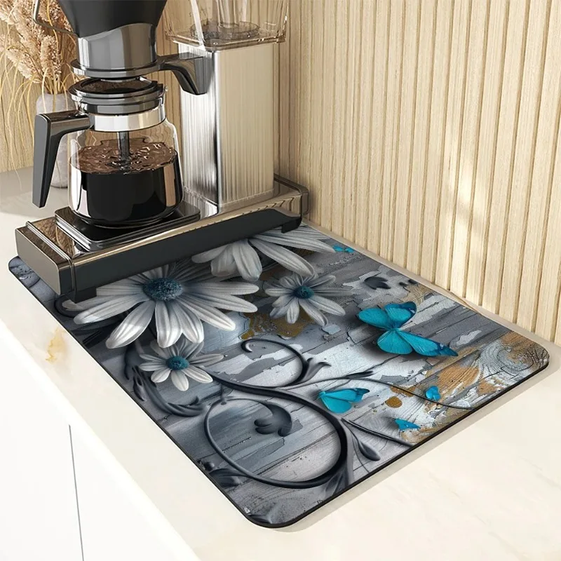 سوبر ماصة القهوة طبق تجفيف حصيرة ديزي زهرة نمط سريعة الجافة بالوعة المطبخ استنزاف وسادة مكافحة زلة الحمام صنبور تحديد الموقع
