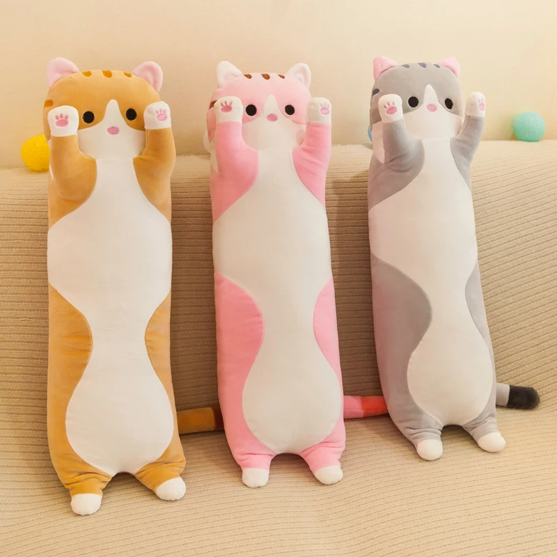 50-130CM Long Cat Plush Toys Cute Animal Cat Creative Long Soft Toys Office Break Nap Sleeping Pillow Stuffed Gift Doll for Kids