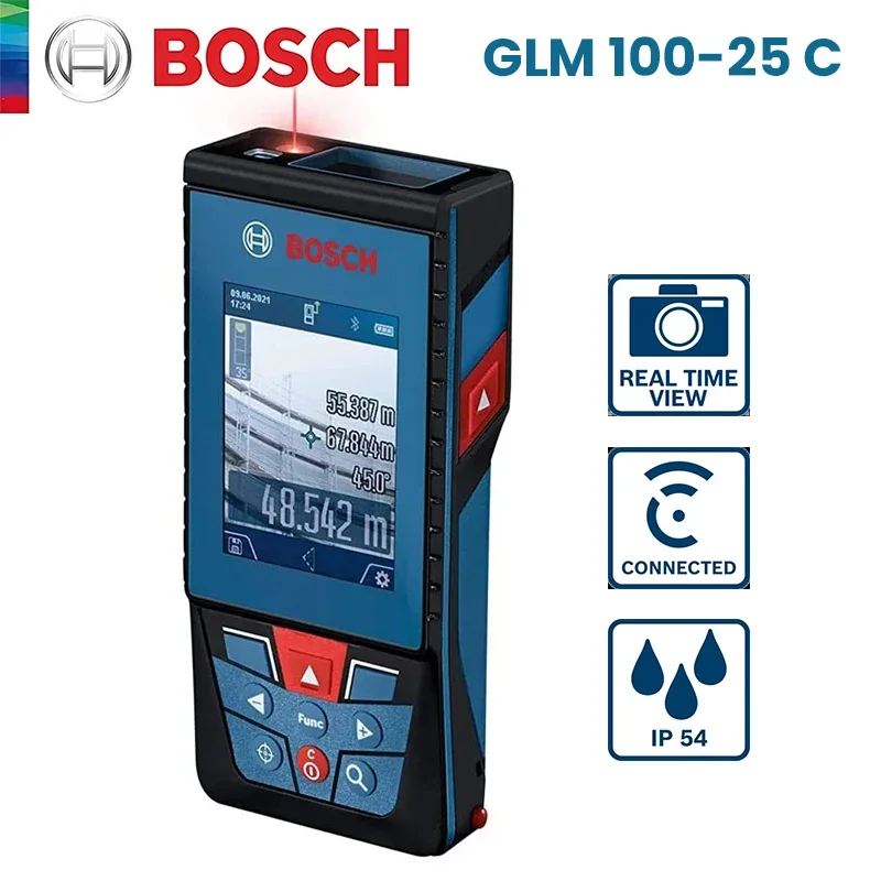 Bosch GLM100-25C 100M Laser Rangefinder IP54 Digital Rechargeable Electronic Distance Meter High Precise Laser Measurement Tools