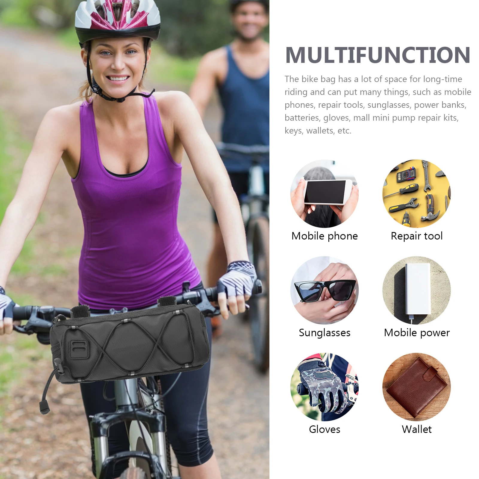 

Bike Handlebar Bag Large Capacity Storage Pannier Cycling Mountain Road Bicycle Supply Portable Frame Basket