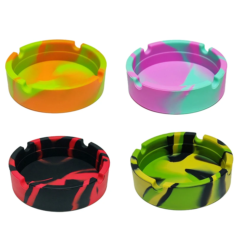 Silikon-Aschenbecher, stoßfest, hitzebeständig, Zigarettenspitze, rund, Tarnung, Raucherzubehör, leicht zu reinigen, für drinnen und draußen