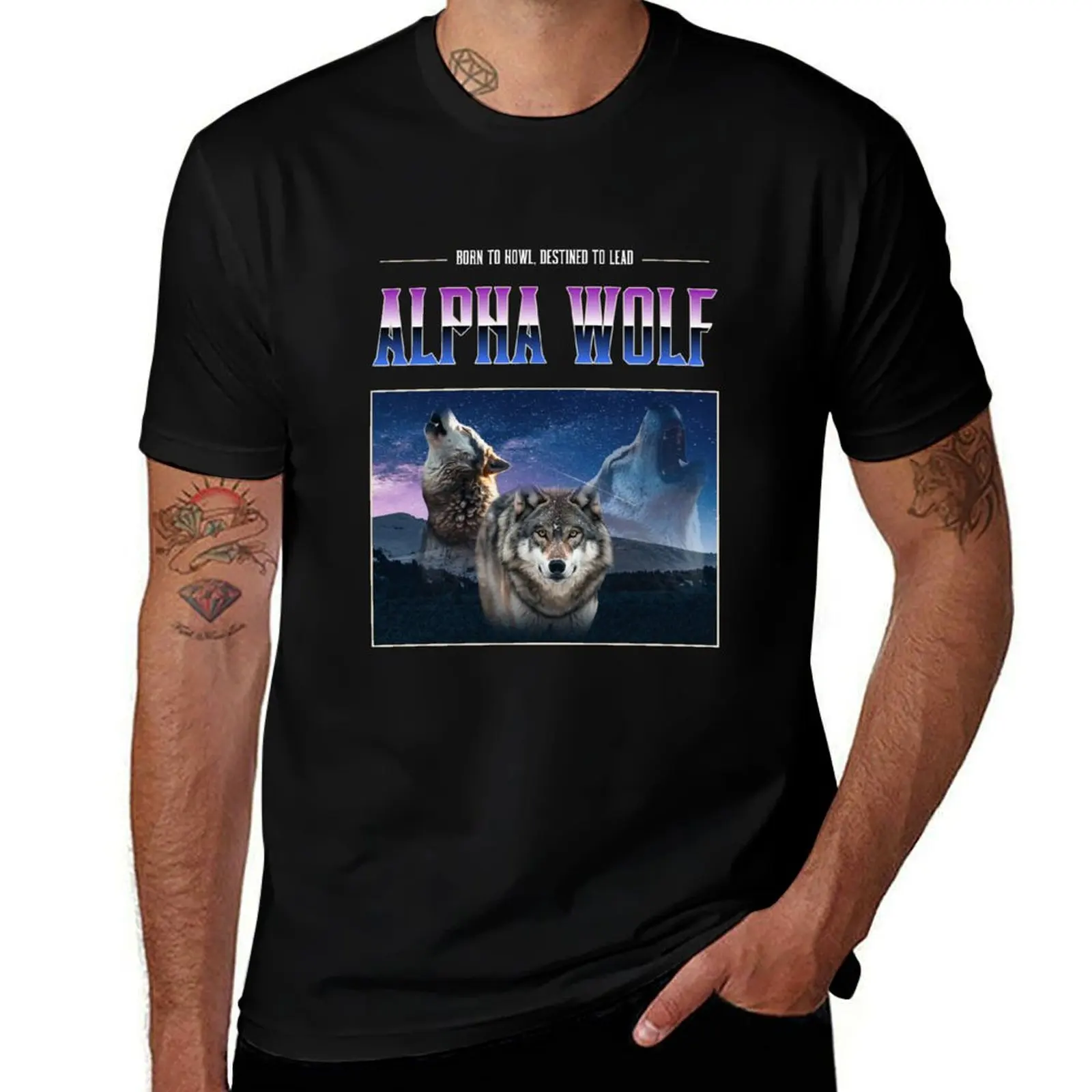 Born to howl, destined to lead, Alpha wolf T-Shirt Sports Casual Short Sleeve Cotton Tee T-Shirt