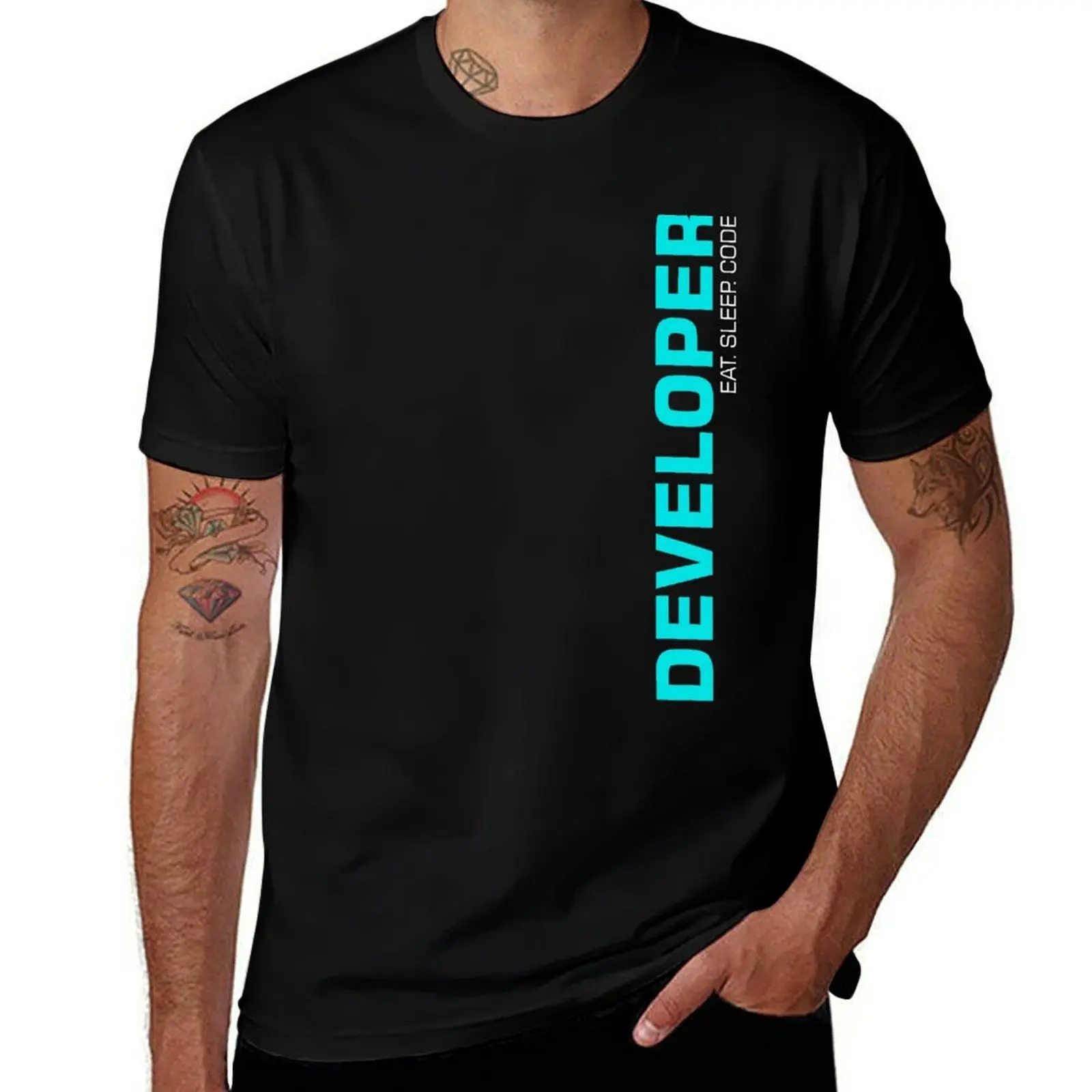 Eat Sleep Code Repeat Developer Programmer T-Shirt Plus Size Solid Color T-Shirt