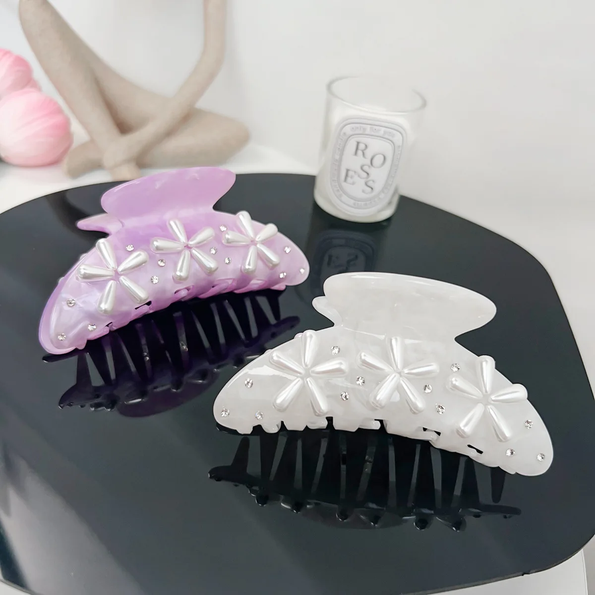 Internet celebrity new high-end diamond-encrusted acrylic hairpin temperament cute catch clip shark clip hair accessories fairy temperament