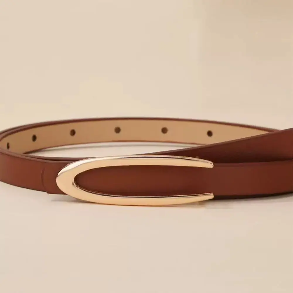 5 unids/set cinturón de mujer con botones a la moda Y2k faja Simple de cuero PU pantalones de cintura versátiles de lujo