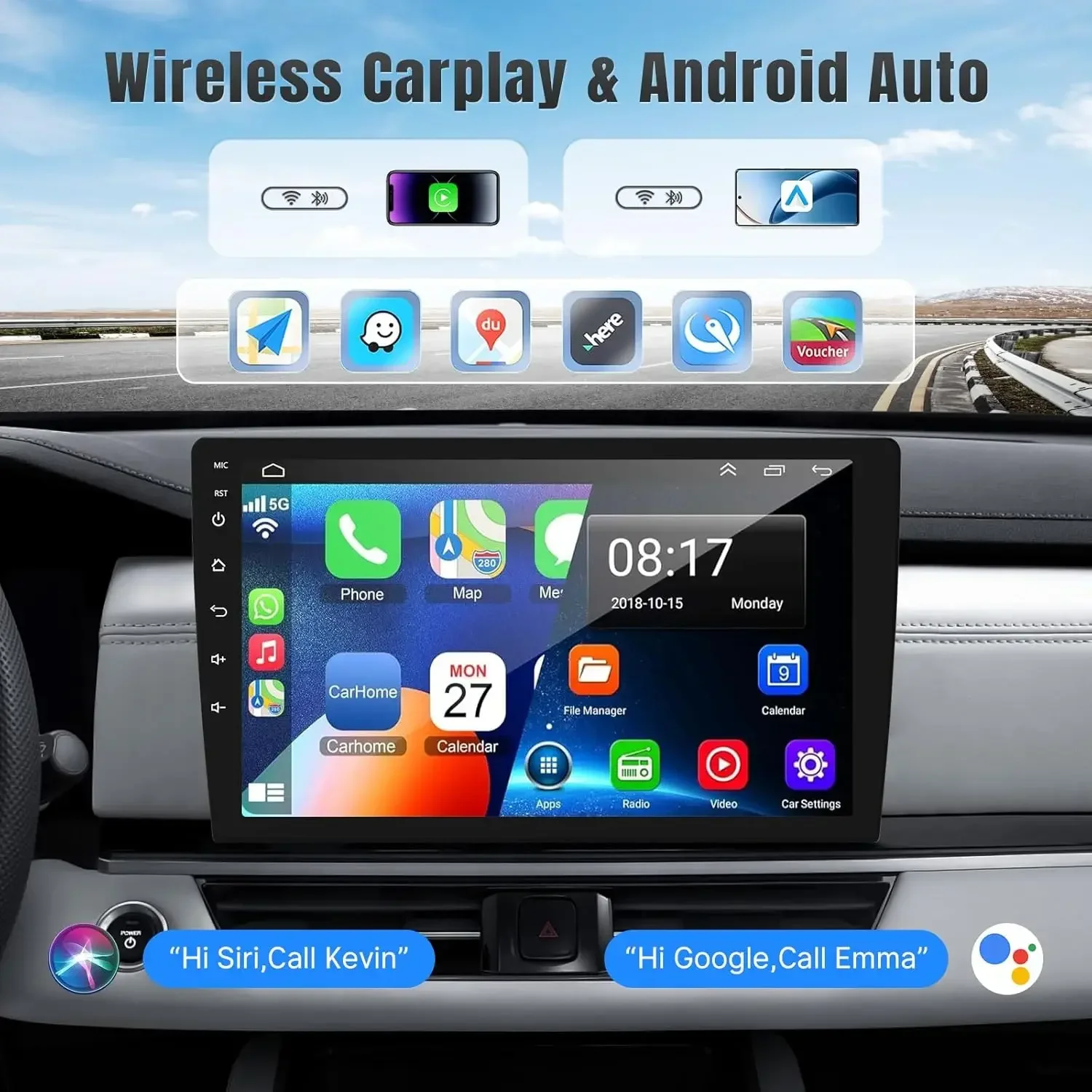 สำหรับรถจี๊ป ดอดจ์ แกรนด์ คาราวาน ระบบนำทางในรถยนต์ระบบแอนดรอยด์ 13 ขนาด 9 นิ้ว แบบยูนิเวอร์แซล พร้อมระบบ CarPlay + Android Auto ในตัว / 2+32G