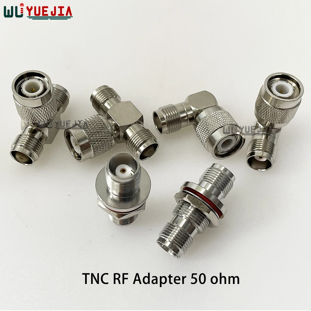 1Pcs Connector TNC Male Plug to Double Female Jack 3Way T Type or L12 TNC Female Waterproof Straight RF Coaxial Adapter Brass
