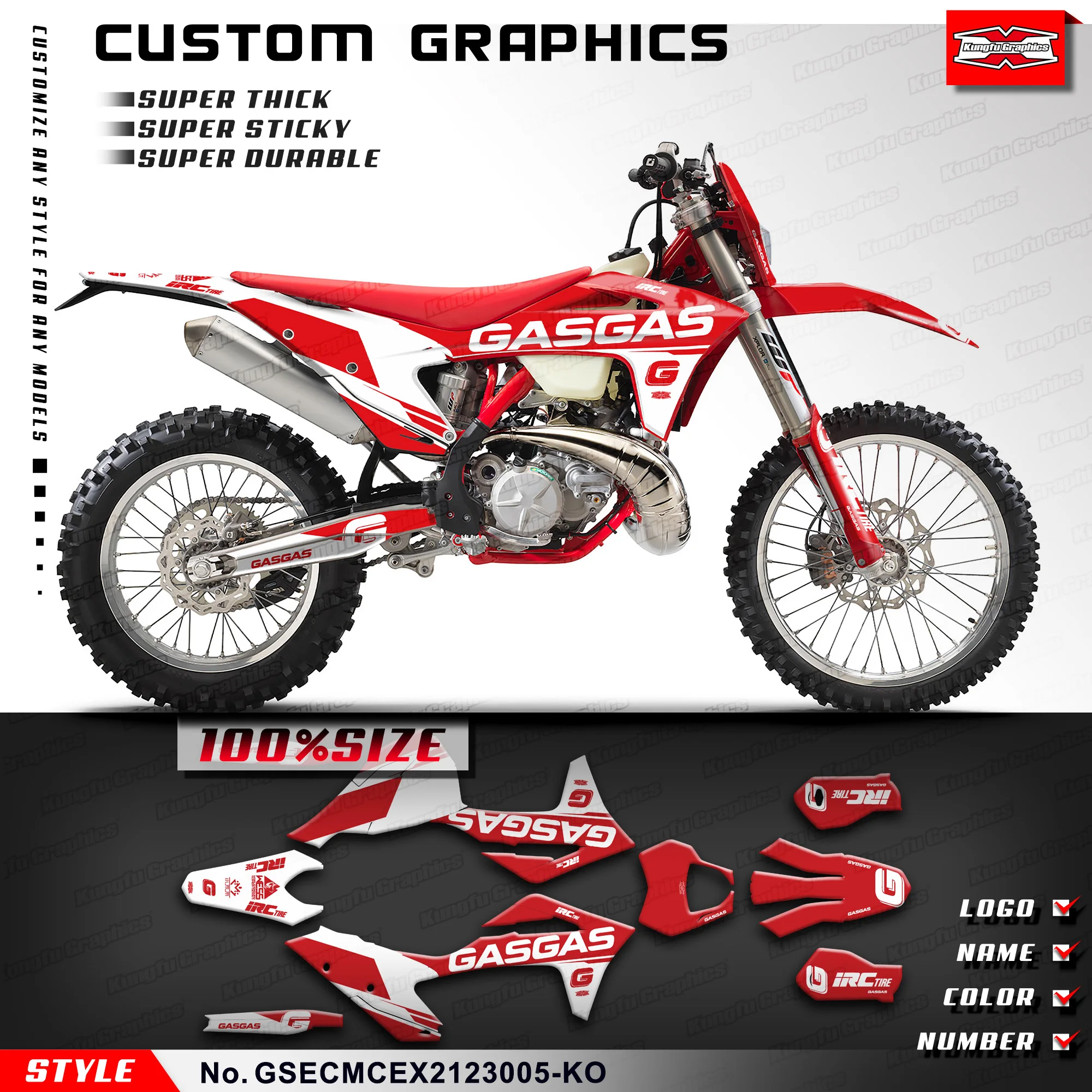 

KUNGFU GRAPHICS Factory Sticker Vinyl Decal Kit for EC250 EC300 EC 250F 300F / MC 125F 250F 450F EX300 2021 2022 2023