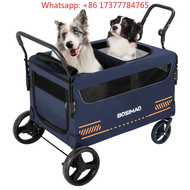 Outdoor Camping Large Dog Cat Pet Travel Cart, 2025 Foldable Oxford Material Pet Stroller