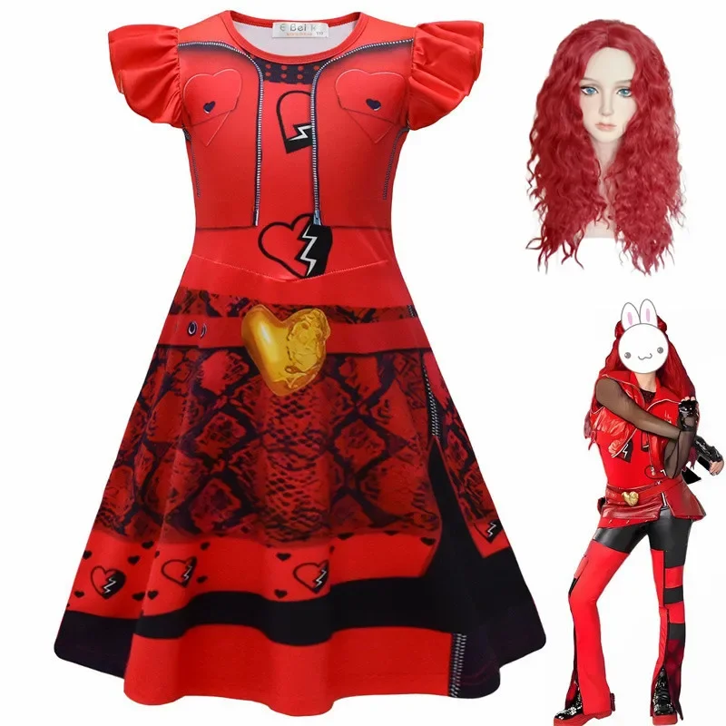 New Movie The Rise of Red Clothes for Kids D-Descendants 4 Red Cosplay Costume Girls Queen of Hearts Bridget Pink Princess Dress