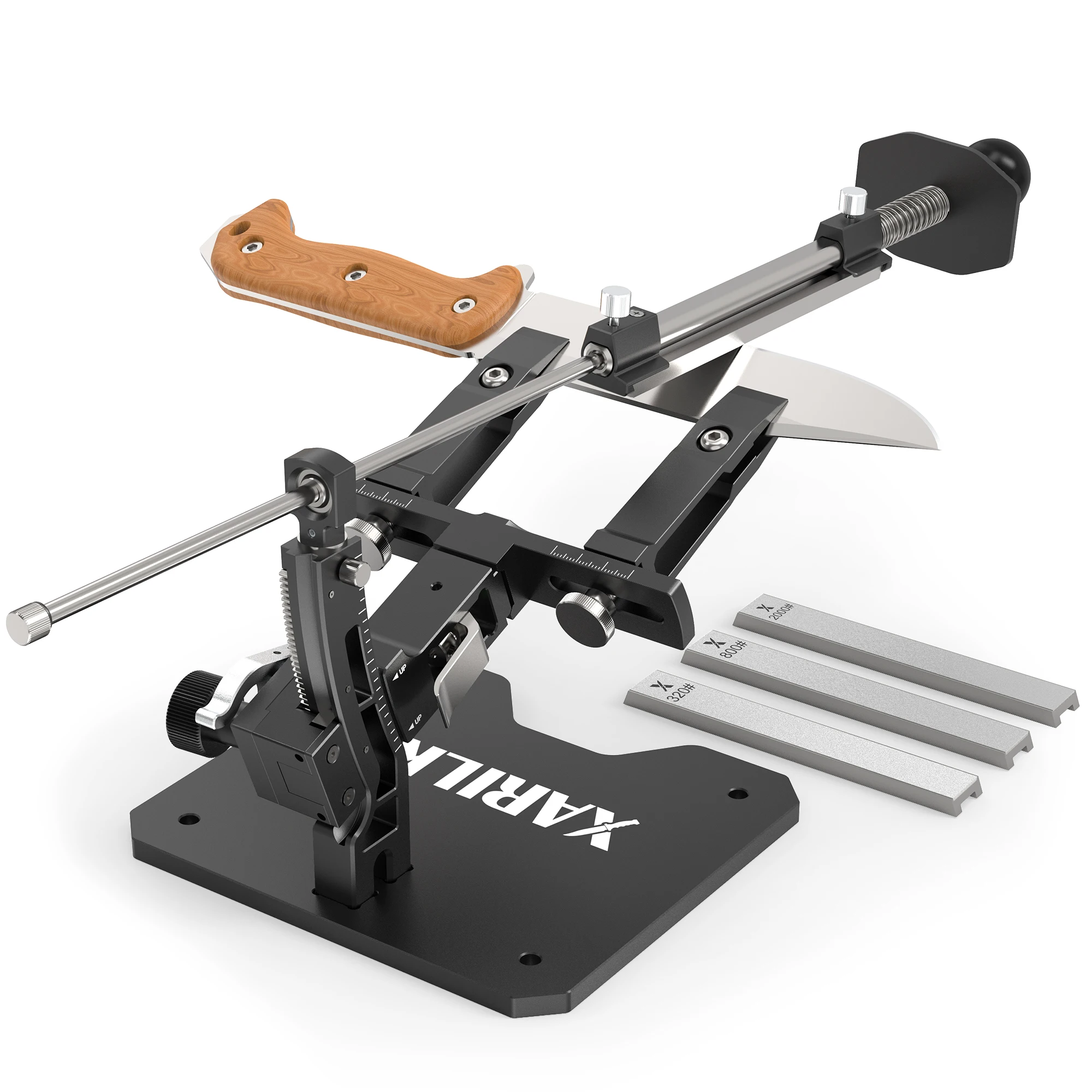 XARILK  Professional Aluminium Knife Sharpener, GEN3 Guided Knife Sharpening System, Knife Sharpening Kit with 3 Diamond Plates
