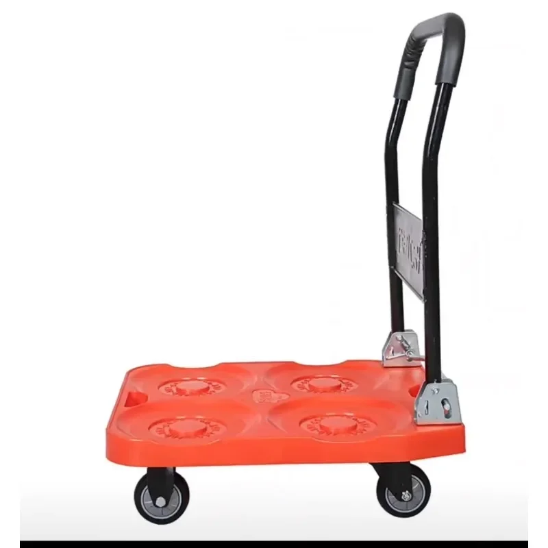 Thickened silent folding and pulling warehouse small flat, moving truck hand-towed hotel large four-wheel