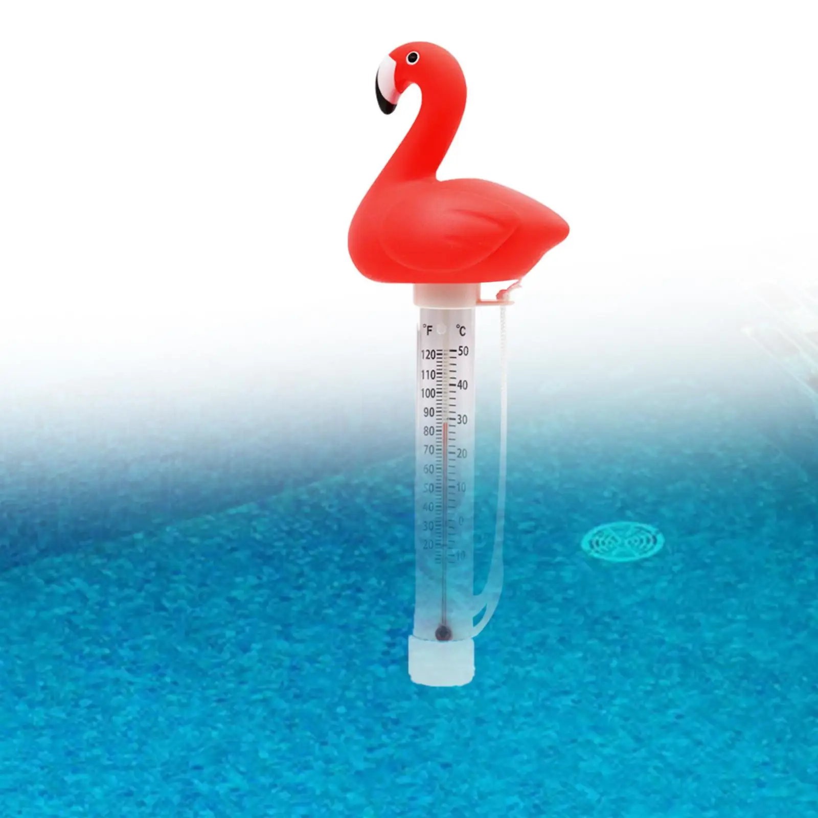 Floating Pool Thermometer Flamingo Gauge SPA Shatter Resistant with String Water Thermometer for Aquariums,Baby Bath,Ice Bath