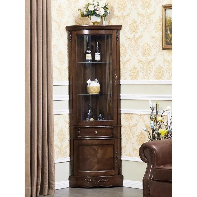 American solid wood triangular cabinet, living room ash wood corner cabinet