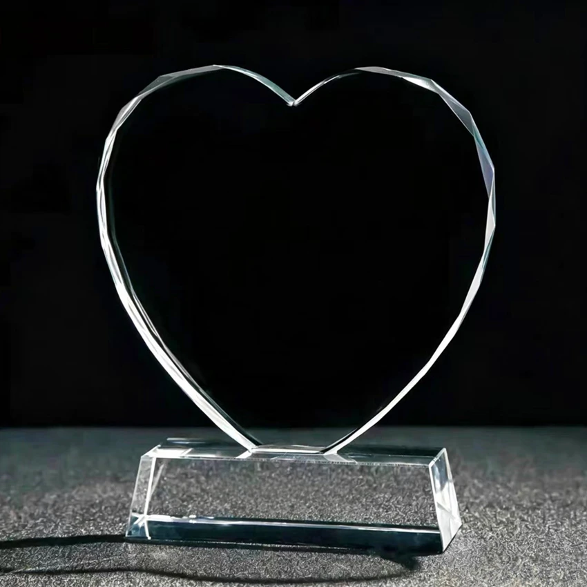 A Blank Crystal Award, Heart Shaped Crystal Trophy, Volunteer Appreciation Gift for Teacher Doctor Nurse Charity Event - view 4