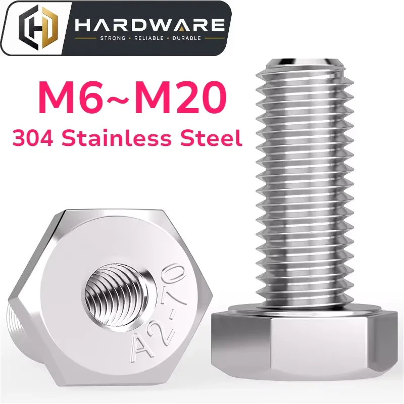 M6 M8 M10 M12 M14 M16 M20 304 Stainless Steel Outer Hex Internal And External Threads Bolt Hollow Helical Nut Connectable Screw