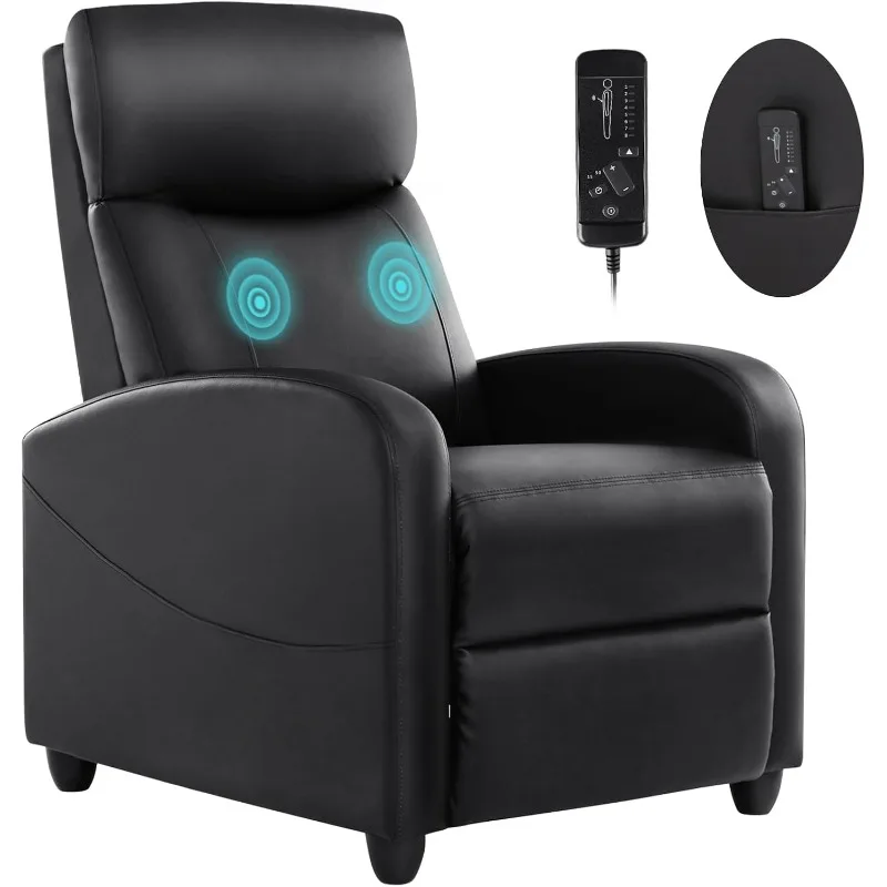 Massage Fabric Recliner Home Theater Seating with Lumbar Support,Adjustable Modern Reclining Chair with Padded Seat Backrest