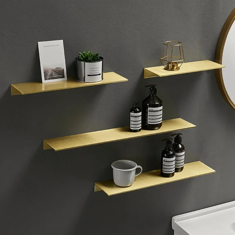 Brushed Gold Black White Bathroom Storage Rack 30-50cm Modern Bathroom Shelves Kitchen Wall Shelf Home Accessories Mini shelf