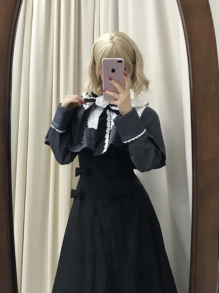 Ele Lolita Cloak ort Jaet Women's Autumn 2025 New Waist-Cinching Slimming Long Dr Two-Piece Set Faionable Ensemble