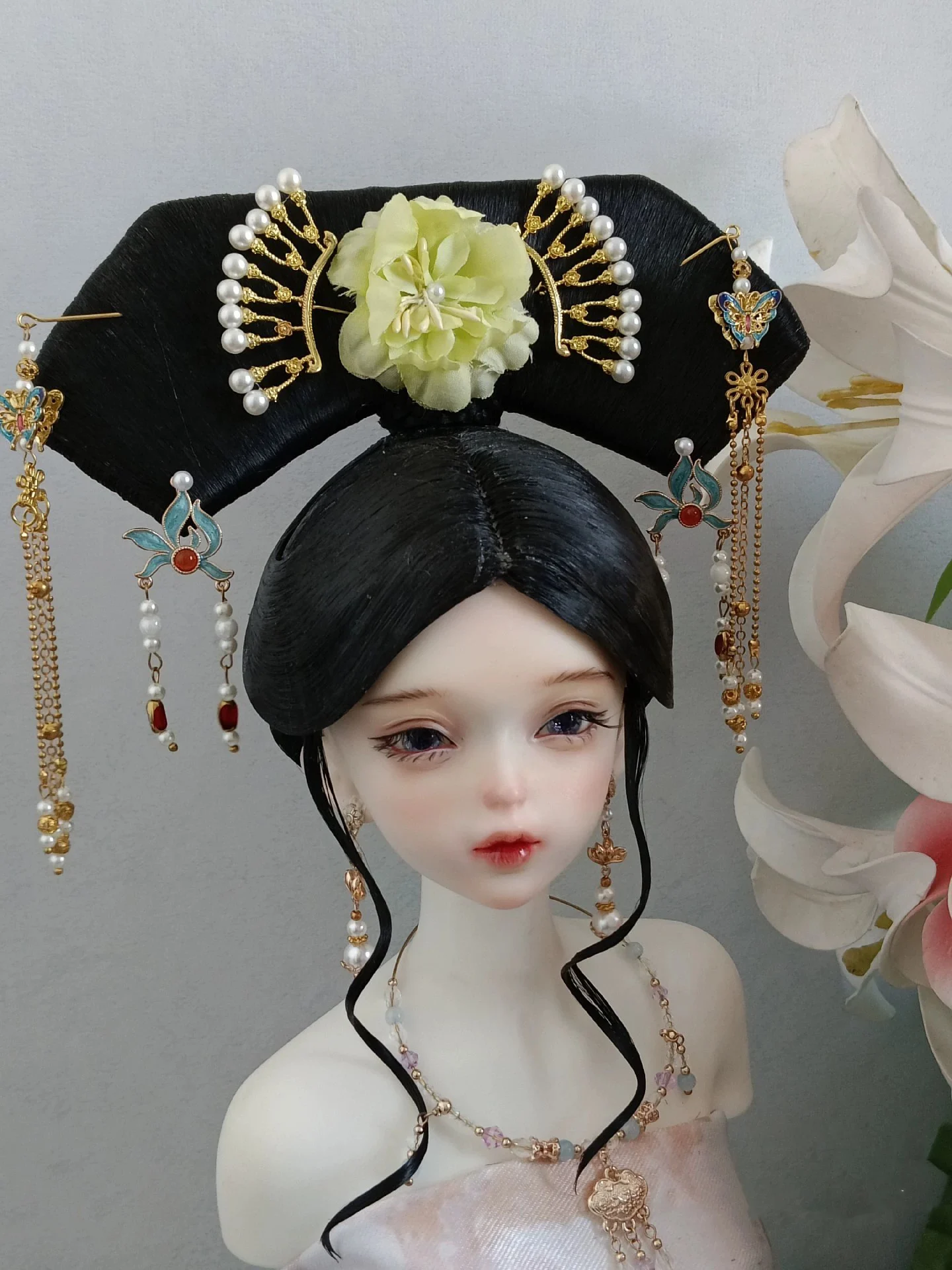 1/4 1/3 Bilancia BJD Bambole Parrucche Costume Antico Cinese Intrattenimento Musiche E Canzoni Vintage Parrucca Fata Dei Capelli Per MSD SD13 Grande Ragazza SSDF Accessori A1801