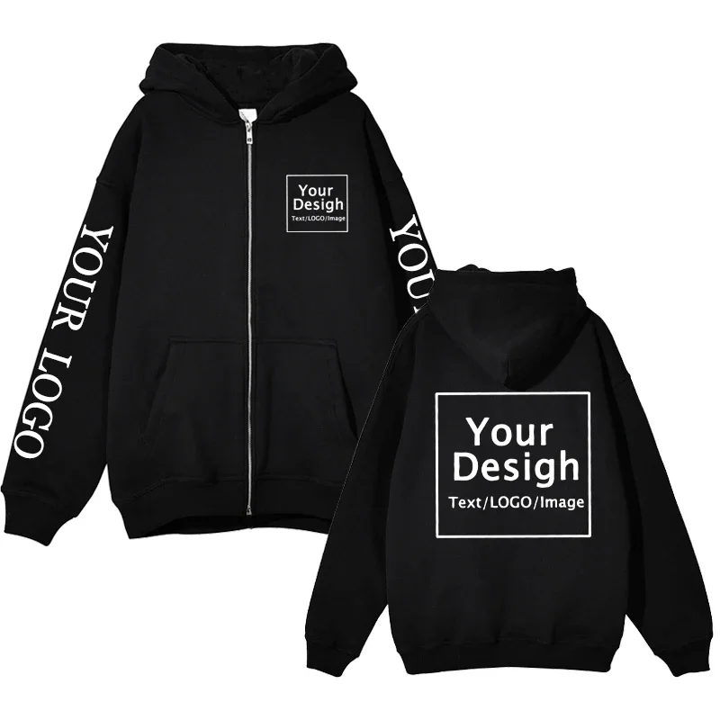 Your Own Design Brand Logo/Picture Custom Zip Up Hoodie Men Women Casual Personalized Sweatshirts Text Print DIY Zipper Jackets