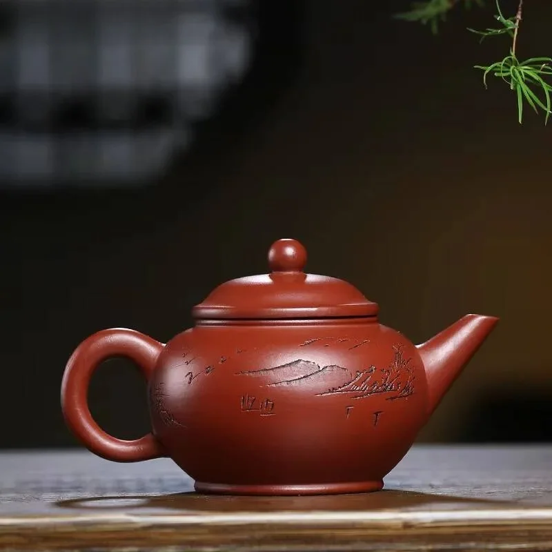 Creative Yixing Purple Clay Teapots Handmade Horizontal Pot Raw Ore Dahongpao Mud Tea Maker Kettle Chinese Zisha Set Craft 210ml