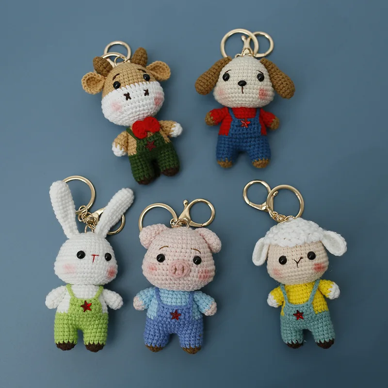 Cartoon Zodiac Series Dolls DIY Hand-knitted Mobile Phone Car or Keychain Cute Ornaments