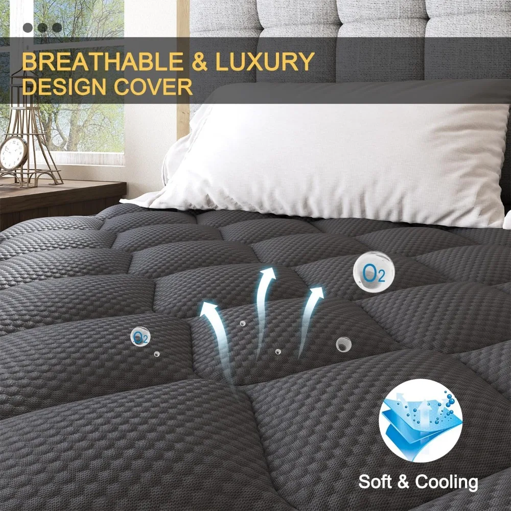 14인치 중간 경도 유로탑 하이브리드 매트리스 (등 및 요추 지지용, 100일 체험, 개별 포켓 스프링 포함)