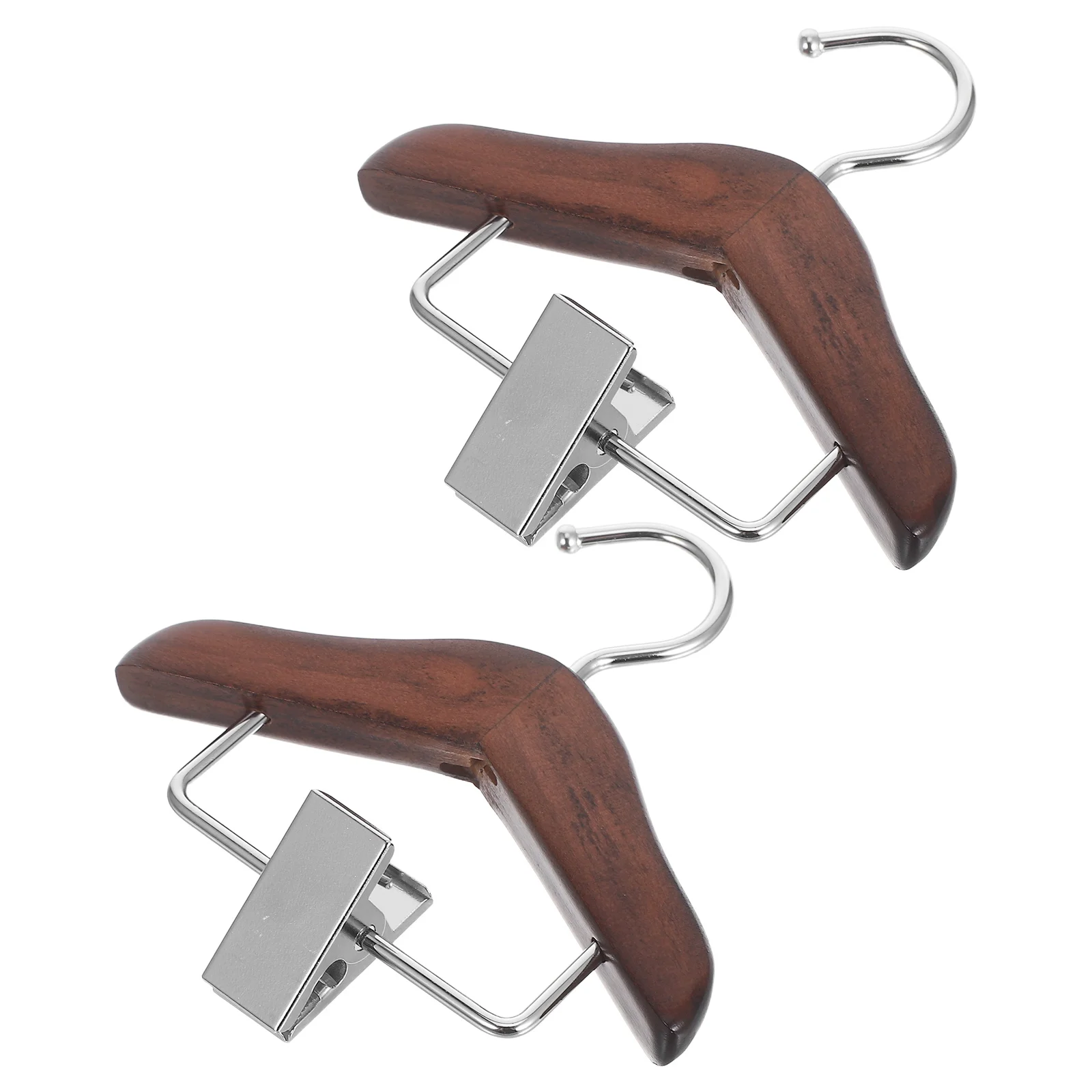 

2Pcs Mini Wooden Hangers Vintage Design Anti Slip Clips Organization Pet Clothes Baby Outfit Display Stand Pet Hangers